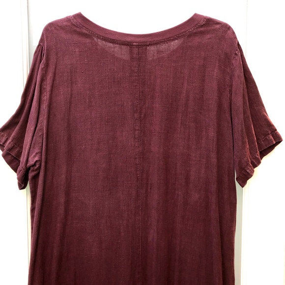 🎉2xHP🎉 BLUE CACTUS Linen Maxi Dress Beach Pool Cover Up Maroon Vintage Plus 3X - Picture 7 of 11